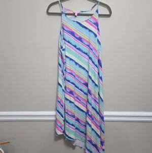 Lilly Pulitzer "Magnolia" Asymmetrical Pastel Striped Dress Ladies Size XL